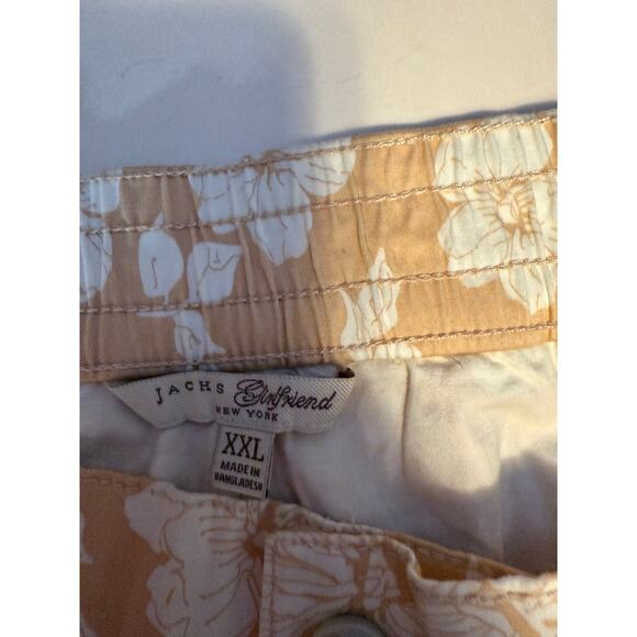 NWT Jach’s Girlfriend XXL Floral Shorts tan White Summer Casual Resort Cotton - Picture 2 of 13